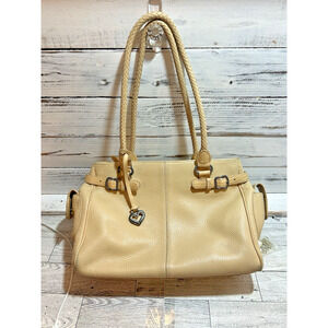 BRIGHTON Loretta Almond Shoulder Bag tri compartment storage vintage leather